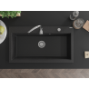 Mexen Slido Granitspüle 1-Becken 900 x 500 mm, schwarz/silbermetallic, Chrom-Siphon - 6528901005-73
