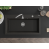 Mexen Slido Granitspüle mit 1 Becken 900 x 500 mm, Schwarz/Metallic-Gold, Chrom-Siphon - 6528901005-75