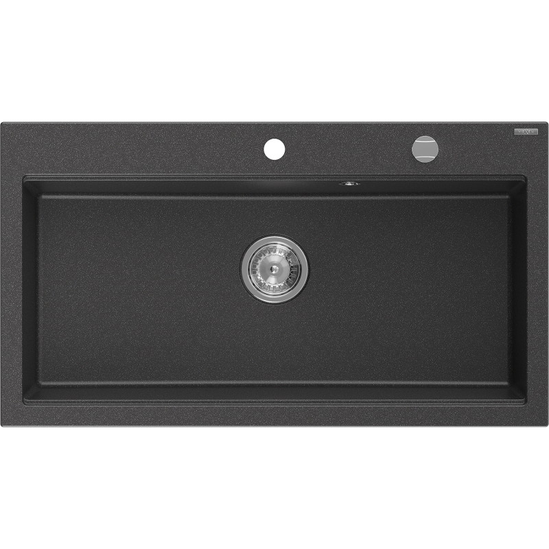 Mexen Slido Granitspüle 1-beckig 900 x 500 mm, schwarz gesprenkelt, Chrom-Siphon - 6528901005-75 - 6528901005-76