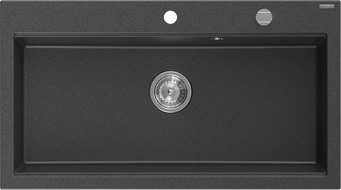 Mexen Slido lavello in granito a 1 vasca 900 x 500 mm, nero puntinato, sifone cromato - 6528901005-75 - 6528901005-76