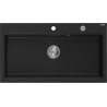 Mexen Slido Granitspüle mit 1 Becken, 900 x 500 mm, schwarz, Siphon chromfarben - 6528901005-77