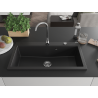 Mexen Slido Granitspüle mit 1 Becken, 900 x 500 mm, schwarz, Siphon chromfarben - 6528901005-77