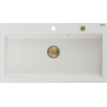 Mexen Slido ühekambriline graniidist valamukauss 900 x 500 mm, valge, kuldne sifoon - 6528901005-20-G