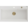 Mexen Slido zlewozmywak granitowy 1-komorowy 900 x 500 mm, biały, syfon złoty - 6528901005-20-G