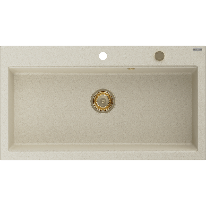 Mexen Slido zlewozmywak granitowy 1-komorowy 900 x 500 mm, beżowy, syfon złoty - 6528901005-69-G