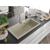 Mexen Slido Granitspüle mit 1 Becken, 900 x 500 mm, beige, goldener Siphon - 6528901005-69-G