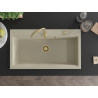 Mexen Slido Granitspüle mit 1 Becken, 900 x 500 mm, beige, goldener Siphon - 6528901005-69-G