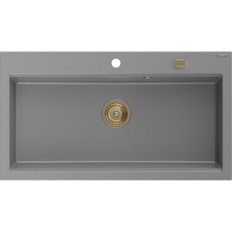 Mexen Slido graniittiallas 1-altainen 900 x 500 mm, harmaa, kultainen vesilukko - 6528901005-71-G