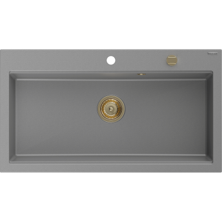 Mexen Slido 1-kambriline graniitköögivalamu 900 x 500 mm, hall, kuldse sifooniga - 6528901005-71-G