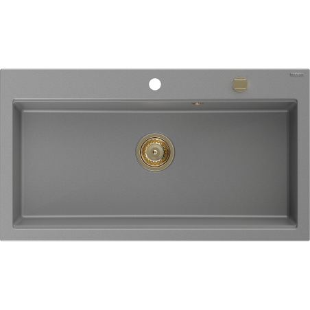Mexen Slido zlewozmywak granitowy 1-komorowy 900 x 500 mm, szary, syfon złoty - 6528901005-71-G