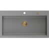 Mexen Slido granitdiskho med 1 ho, 900 x 500 mm, grå, guldfärgat vattenlås - 6528901005-71-G