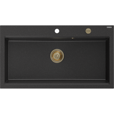 Mexen Elix évier en granit 1 bac 800 x 500 mm, blanc, siphon chromé - 6527801005-20