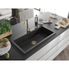 Mexen Slido 1-kambriline graniitvalamu 900 x 500 mm, must/metallik-hõbedane, kuldne sifoon - 6528901005-73-G