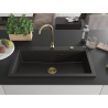 Mexen Slido Granitspüle, 1 Becken, 900 x 500 mm, Schwarz/Goldmetallic, goldener Siphon - 6528901005-75-G
