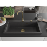 Mexen Slido Granīta izlietne, 1 nodalījums, 900 x 500 mm, melna ar plankumiem, zelta sifons - 6528901005-76-G