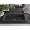 Mexen Slido zlewozmywak granitowy 1-komorowy 900 x 500 mm, czarny nakrapiany, syfon złoty - 6528901005-76-G