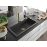 Mexen Slido Granīta izlietne, 1 nodalījums, 900 x 500 mm, melna ar plankumiem, zelta sifons - 6528901005-76-G