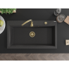 Mexen Slido Granīta izlietne, 1 nodalījums, 900 x 500 mm, melna ar plankumiem, zelta sifons - 6528901005-76-G