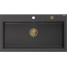 Mexen Slido Granīta izlietne, 1 nodalījums, 900 x 500 mm, melna ar plankumiem, zelta sifons - 6528901005-76-G