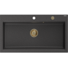 Mexen Slido zlewozmywak granitowy 1-komorowy 900 x 500 mm, czarny nakrapiany, syfon złoty - 6528901005-76-G