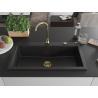 Mexen Slido Granitdiskho med 1 ho, 900 x 500 mm, svart, gyllene vattenlås - 6528901005-77-G