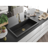 Mexen Slido Granitspüle mit 1 Becken, 900 x 500 mm, schwarz, goldener Siphon - 6528901005-77-G