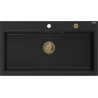 Mexen Slido Granitdiskho med 1 ho, 900 x 500 mm, svart, gyllene vattenlås - 6528901005-77-G