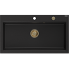 Mexen Slido zlewozmywak granitowy 1-komorowy 900 x 500 mm, czarny, syfon złoty - 6528901005-77-G