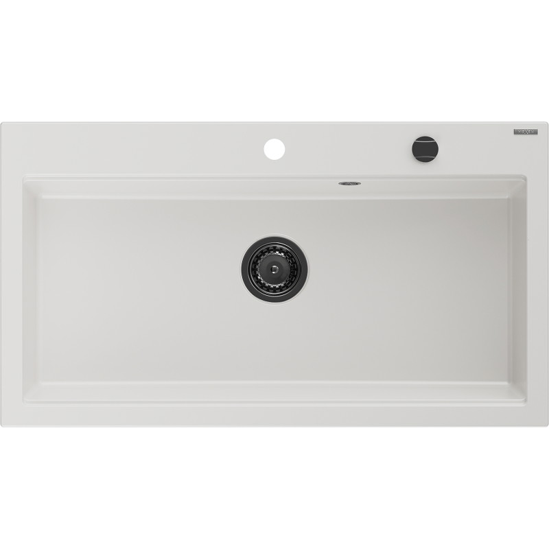 Mexen Slido Γρανιτένιος νεροχύτης 1 γούρνας 900 x 500 mm, λευκός, μαύρο σιφόνι