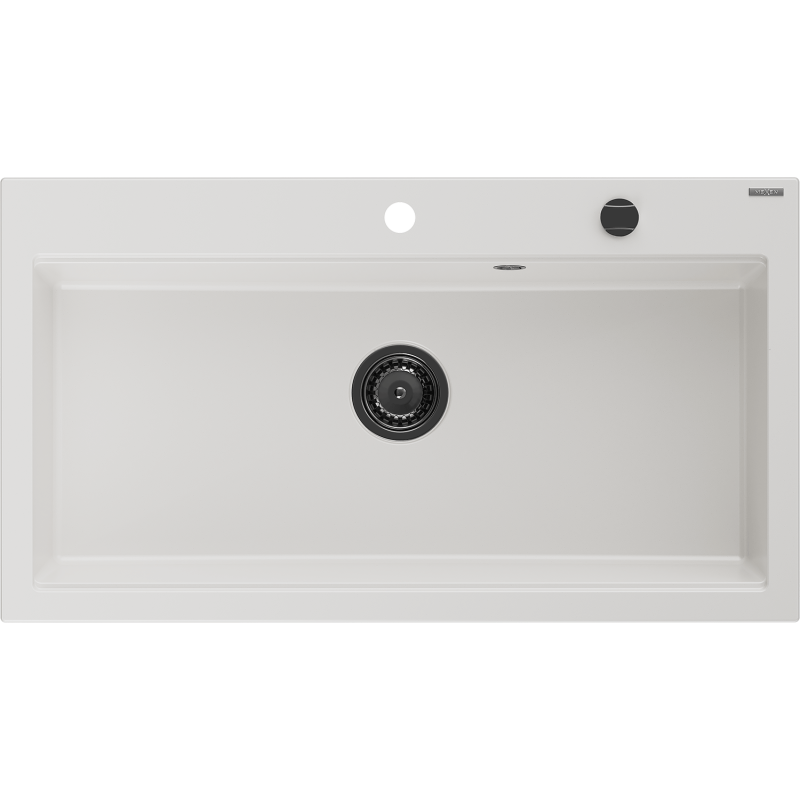 Mexen Slido zlewozmywak granitowy 1-komorowy 900 x 500 mm, biały, syfon czarny - 6528901005-20-B