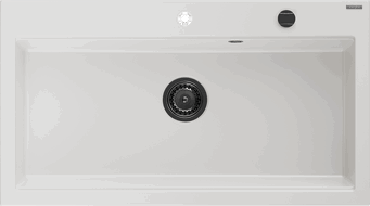 Mexen Slido Γρανιτένιος νεροχύτης 1 γούρνας 900 x 500 mm, λευκός, μαύρο σιφόνι