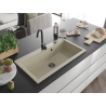 Mexen Slido Granitspüle 1-beckig 900 x 500 mm, beige, schwarzer Siphon - 6528901005-69-B