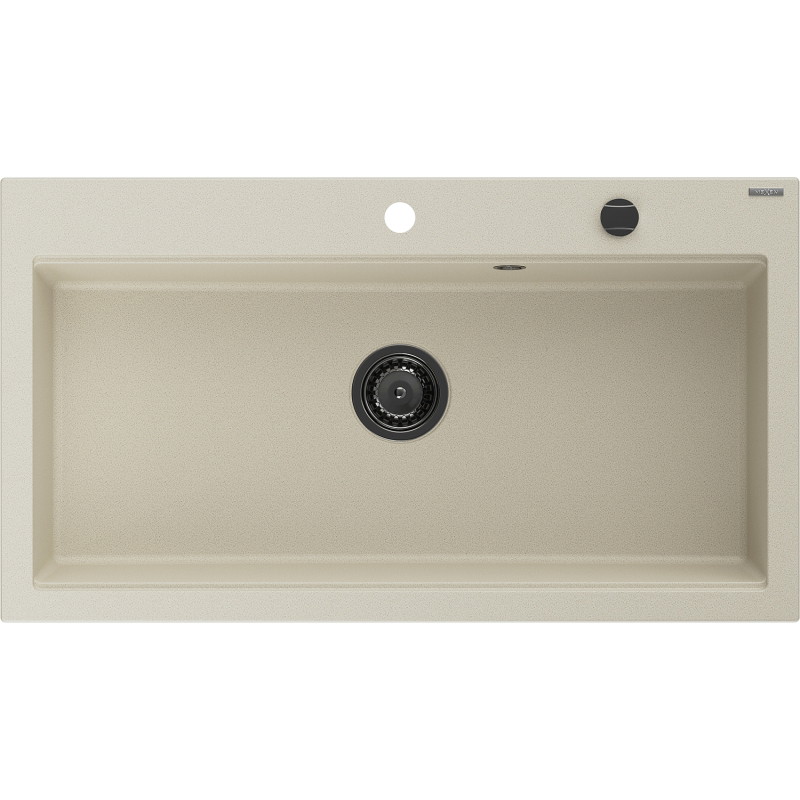 Mexen Slido granitdiskho med 1 ho 900 x 500 mm, beige, svart vattenlås - 6528901005-69-B