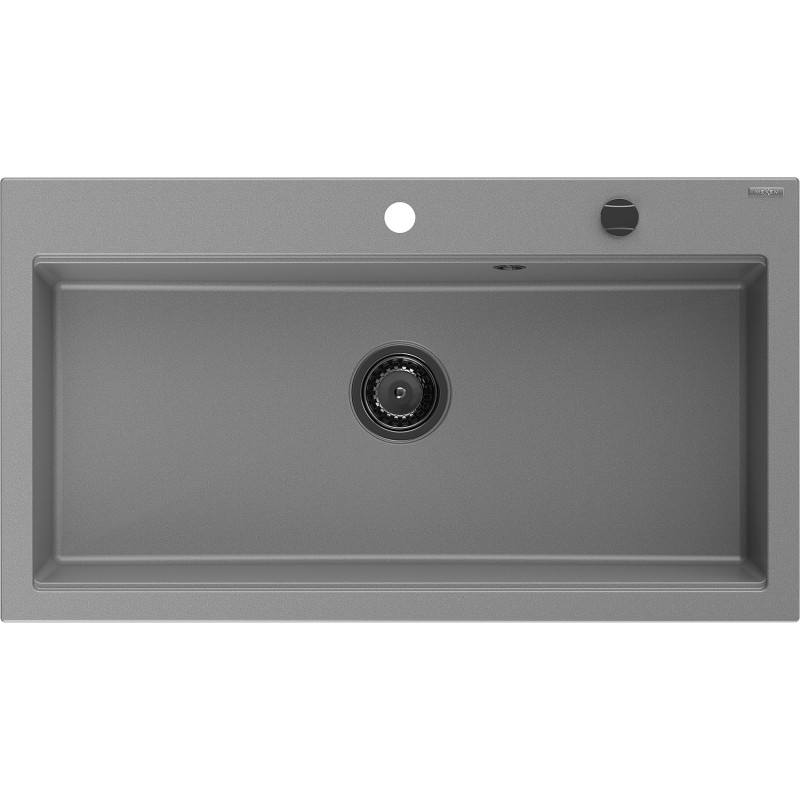 Mexen Slido Granitspüle 1-beckig 900 x 500 mm, grau, schwarzer Siphon - 6528901005-71-B