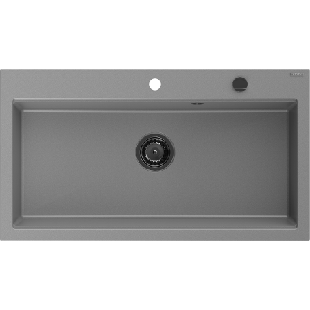 Mexen Slido ühekambriline graniidist köögivalamu 900 x 500 mm, hall, must sifoon - 6528901005-71-B