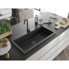 Mexen Slido granitdiskho med 1 ho, 900 x 500 mm, svart/metallisk silver, svart vattenlås - 6528901005-73-B