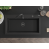 Mexen Slido Granitspüle 1-beckig, 900 x 500 mm, schwarz/metallic-silber, schwarzer Siphon - 6528901005-73-B