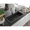 Mexen Slido Granitdiskho med 1 ho 900 x 500 mm, svart/metalliskt guld, svart vattenlås - 6528901005-75-B