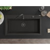 Mexen Slido Granitspüle mit 1 Becken, 900 x 500 mm, Schwarz/Gold metallic, schwarzer Siphon - 6528901005-75-B