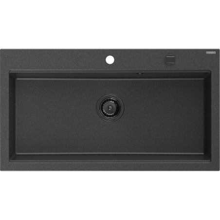Mexen Slido Granitspüle 1 Becken 900 x 500 mm, schwarz gesprenkelt, schwarzer Siphon - 6528901005-76-B