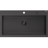 Mexen Slido granitdiskho med 1 ho 900 x 500 mm, svart med stänk, svart vattenlås - 6528901005-76-B