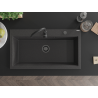 Mexen Slido granitdiskho med 1 ho 900 x 500 mm, svart med stänk, svart vattenlås - 6528901005-76-B