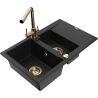Mexen Gaspar fregadero de granito 1,5 senos con escurridor y grifo de cocina Duero, negro - 6507-77-671600-50