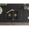 Mexen Gaspar fregadero de granito de 1,5 senos con escurridor y grifo de cocina Duero, negro - 6507-77-671600-50