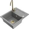 Mexen Enzo Granitisch Uewaschbecken mat 1 Schuel mat Oflaaf an Kichenkran Telma, gro - 6506-71-670200-50