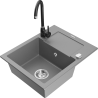 Mexen Enzo fregadero de granito de 1 seno con escurridor y grifo de cocina Telma, gris - 6506-71-670200-70