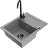 Mexen Enzo fregadero de granito de 1 cubeta con escurridor y grifo de cocina Telma, gris - 6506-71-670200-70-B