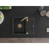 Mexen Enzo 1-bowl granite sink with drainer and Telma kitchen tap, black/silver - 6506-73-670200-50