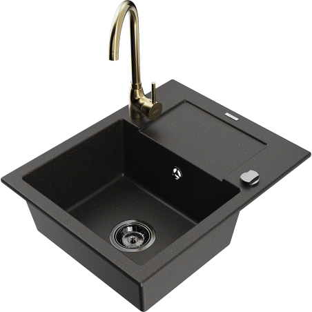 Mexen Enzo νεροχύτης γρανίτης μονής λεκάνης με στραγγιστήρι και μπαταρία