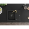 Mexen Enzo fregadero de granito de 1 cubeta con escurridor y grifo de cocina Telma, negro - 6506-77-670200-50-B